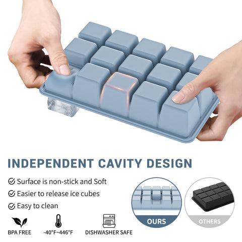Vethwal silicone ice cube tray pink 3-pack with lids keeps ice fresh.