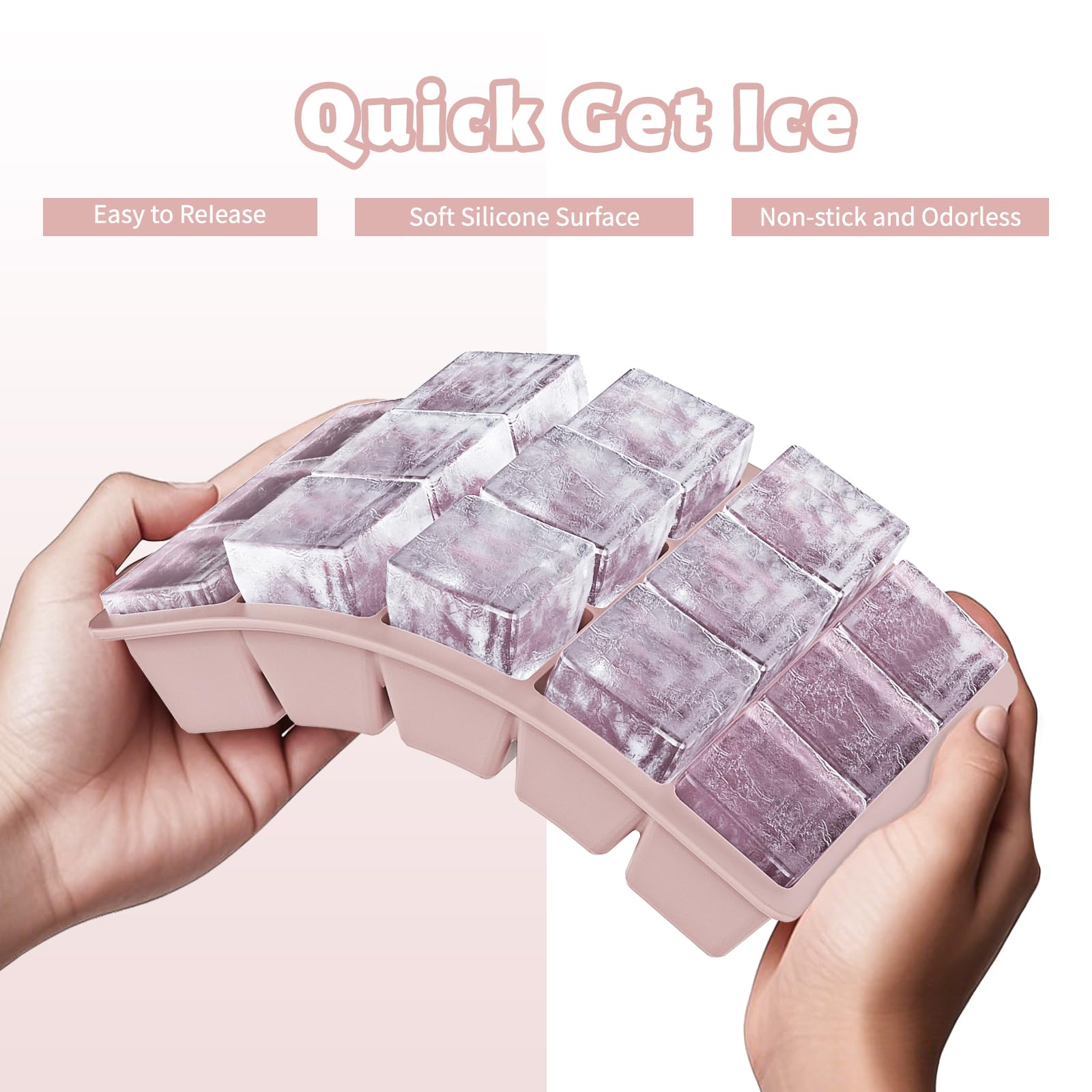 Vethwal easy-release silicone tray for quick ice cube removal from bottom.
