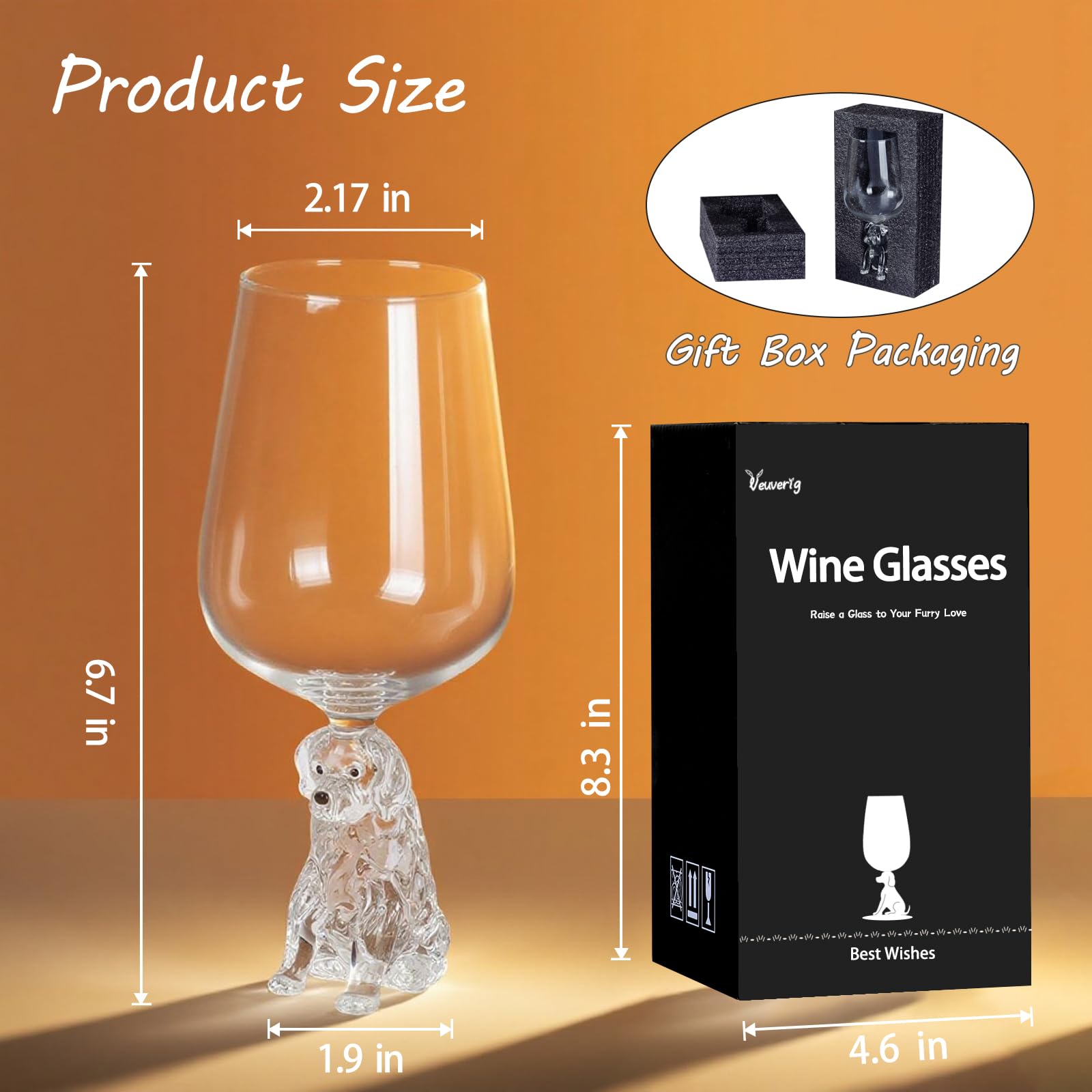Veuverig Golden Retriever wine glass gift-ready presentation, ideal for dog lovers.