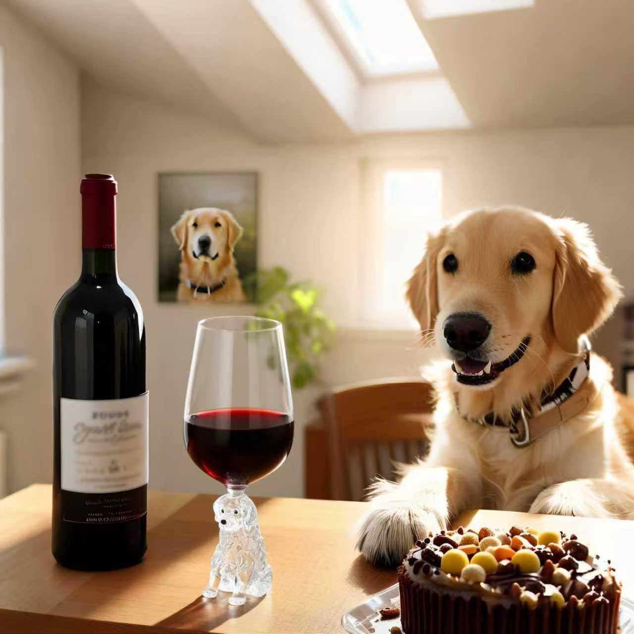 Veuverig Golden Retriever wine glass weighted base, stable and balanced for confident pours.