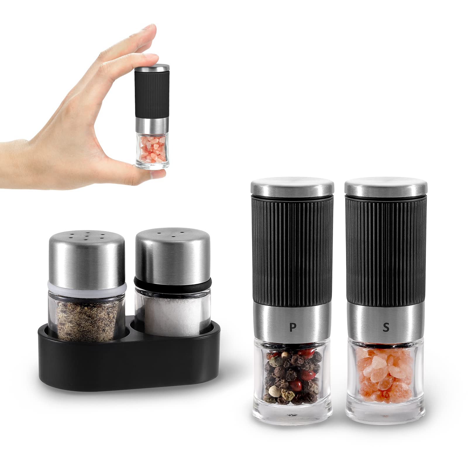 VEVOK CHEF mini grinders front view for on-the-go seasoning.