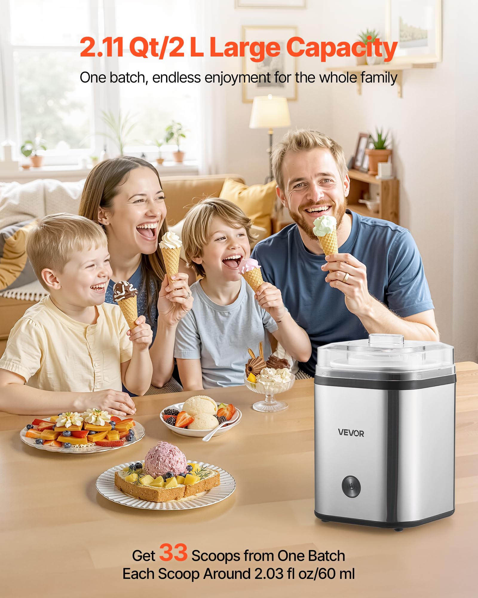 VEVOR ice cream maker motor action shows smooth mixing for creamy texture