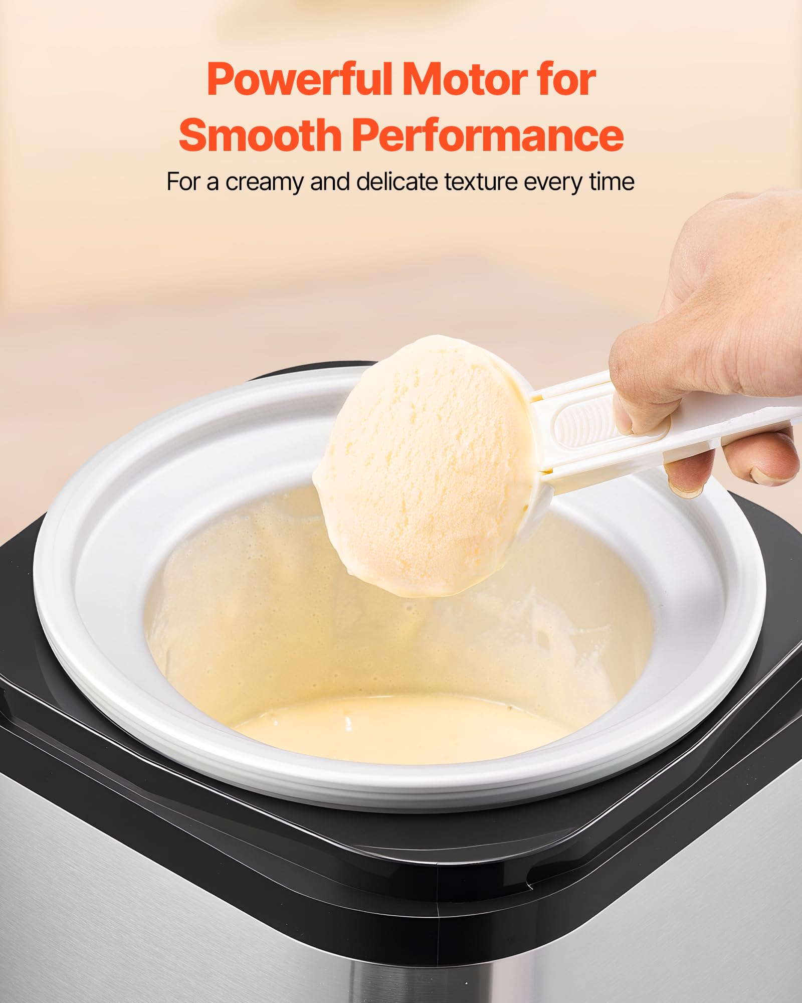 VEVOR ice cream maker stainless steel shell is durable and easy to clean
