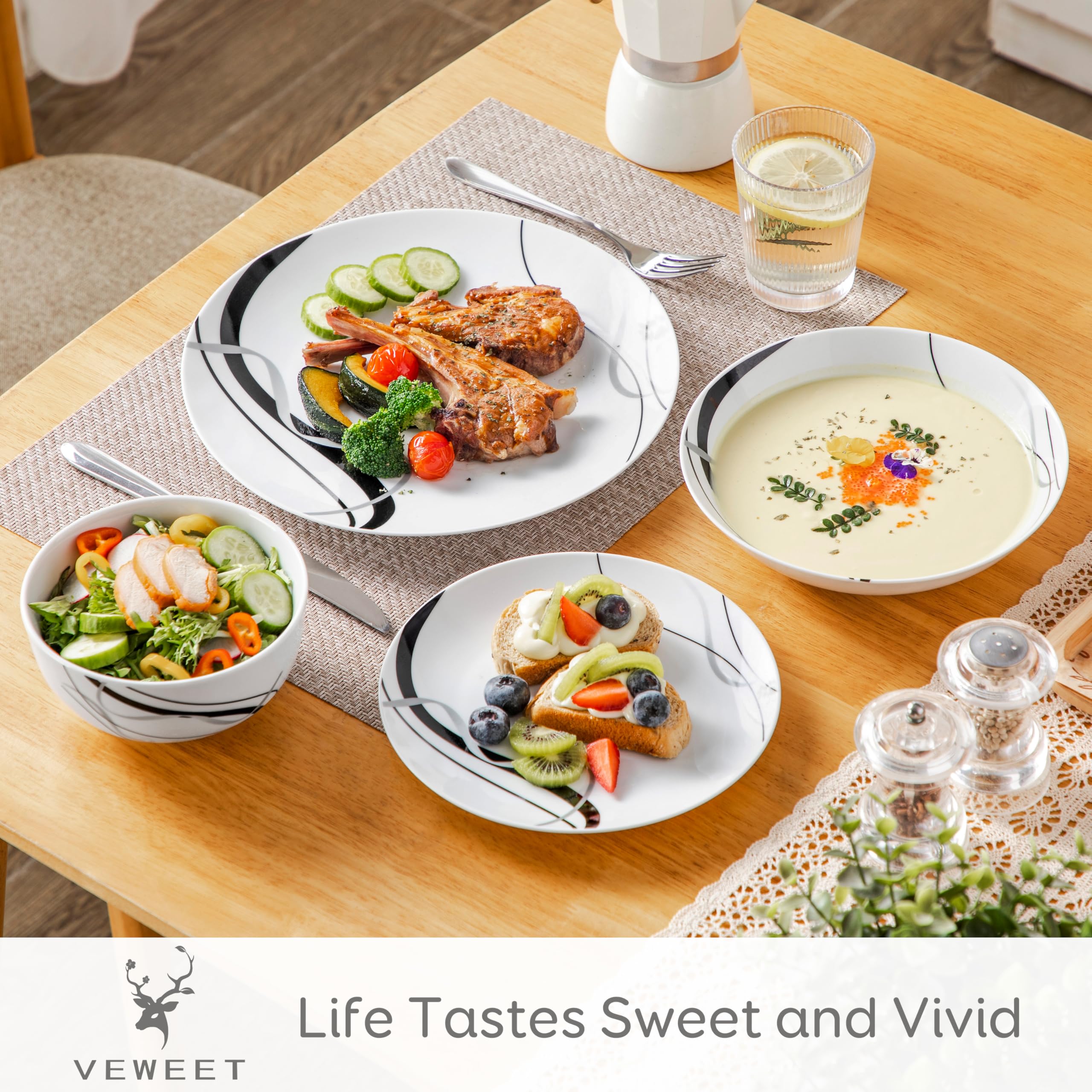 VEWEET Fiona dinner plates 10.5-inch for generous servings