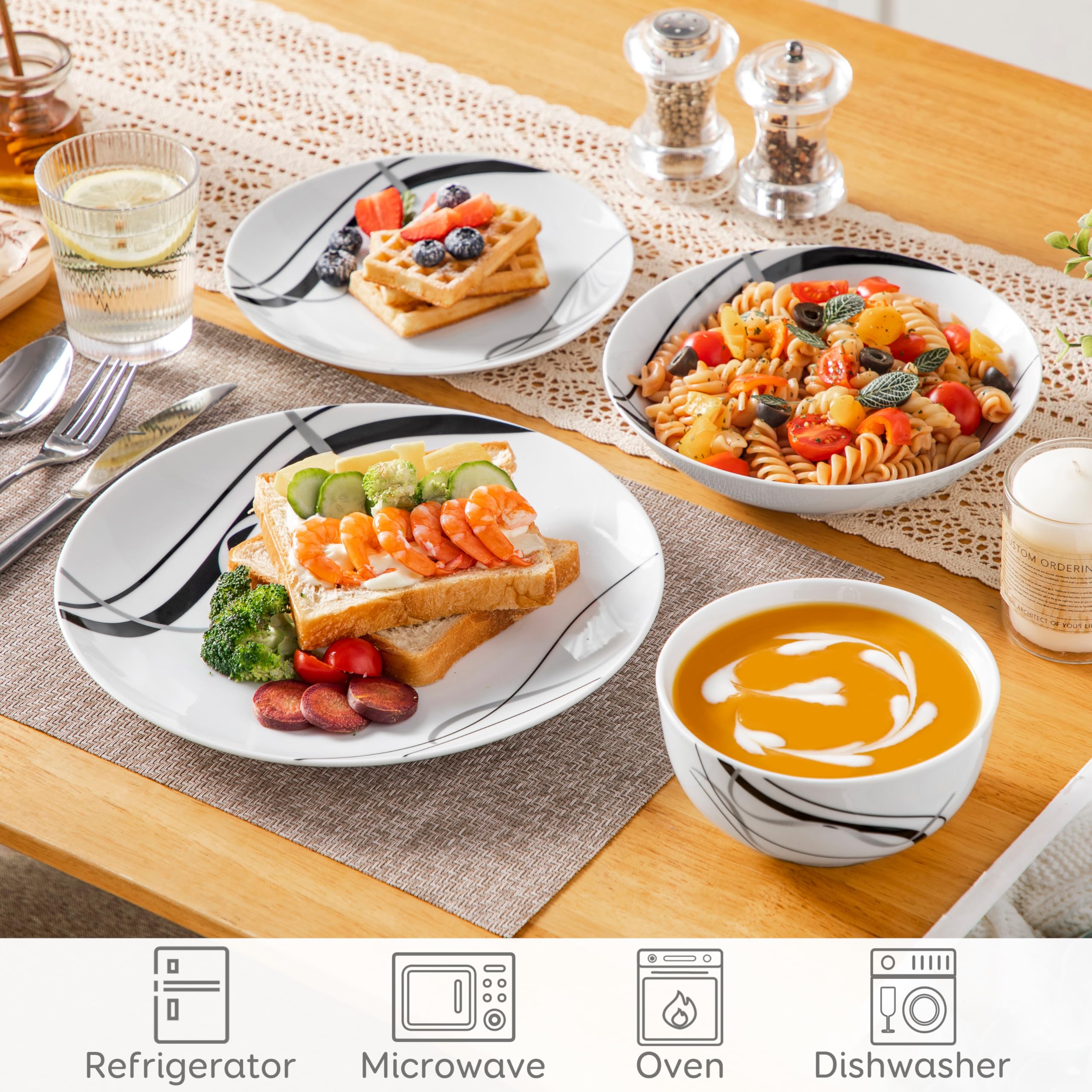 VEWEET Fiona pasta bowls 24oz suitable for pasta and salads