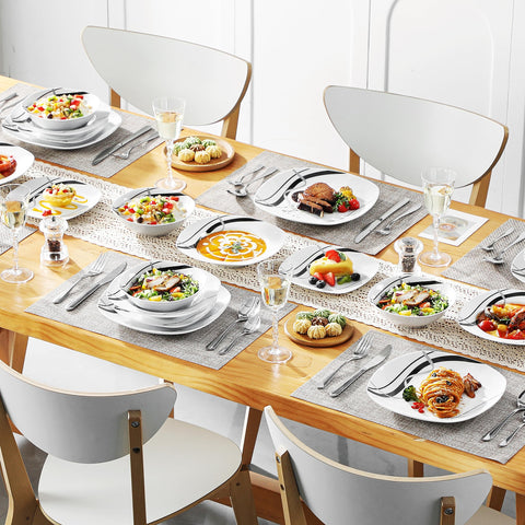 VEWEET Fiona striped dinnerware close-up reveals craftsmanship
