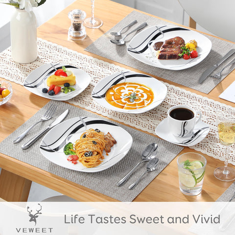 VEWEET Fiona soup plate highlights striped pattern for versatile serving