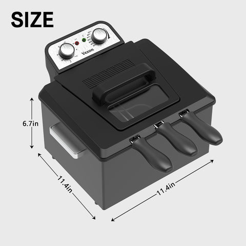 Vexon 1800W deep fryer temperature control dial for precise frying.