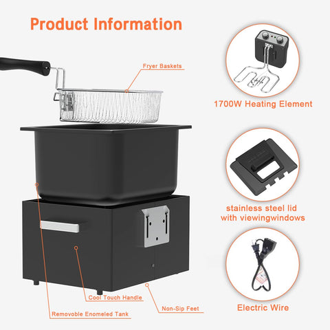 Vexon 1800W deep fryer with viewing window lid for safe monitoring.