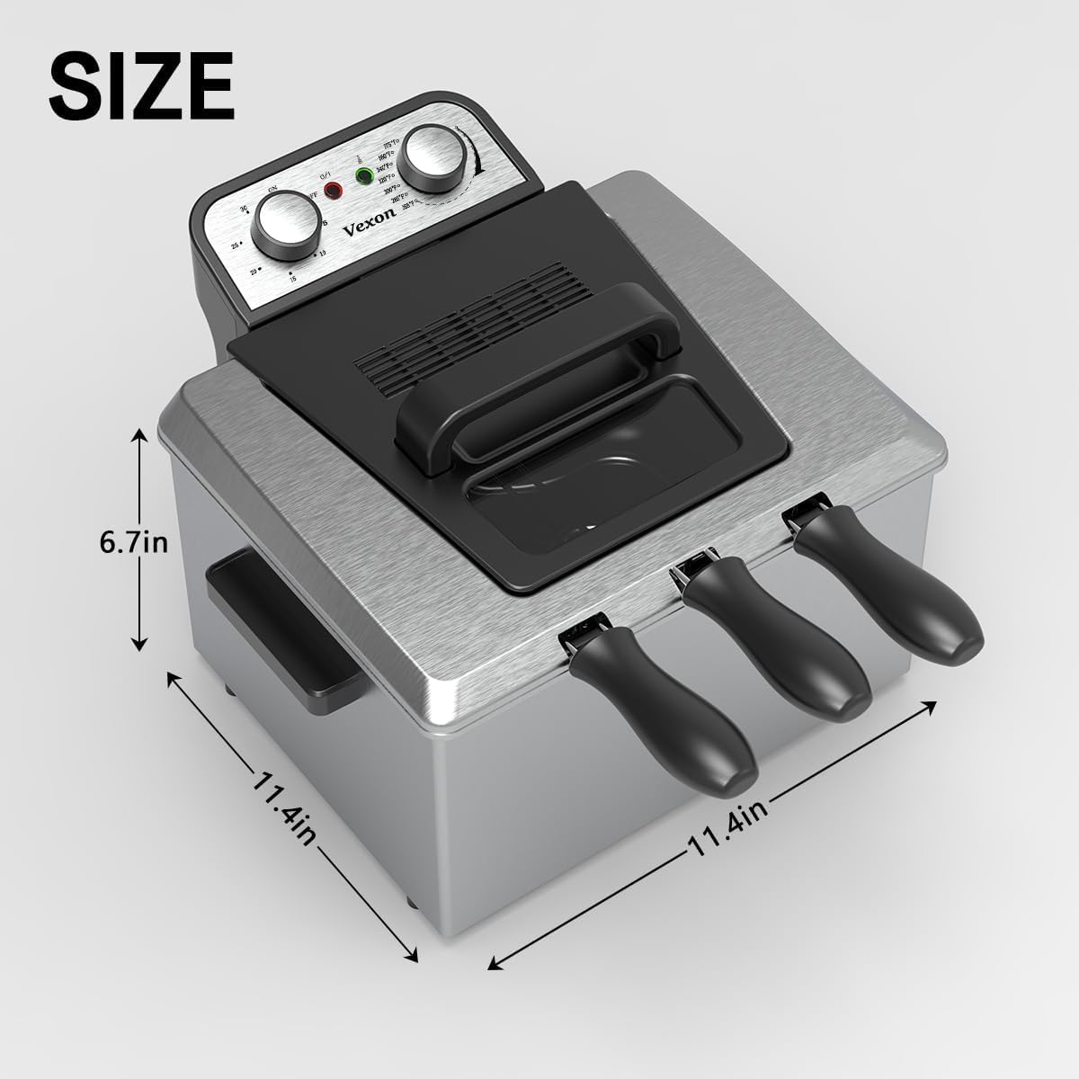 Vexon stainless steel body ensuring durable, easy-to-clean construction.