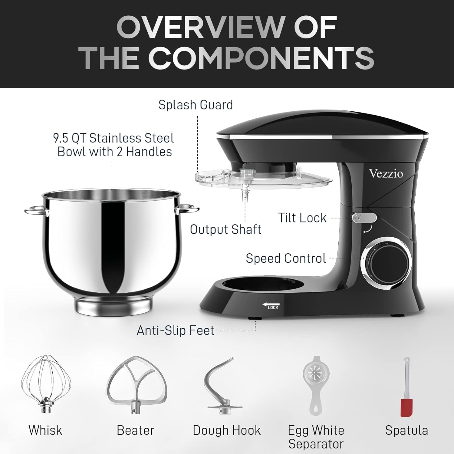 Vezzio dishwasher-safe attachments simplify cleanup after baking.