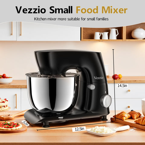 Vezzio stainless whisk attachment creates light, fluffy batters.