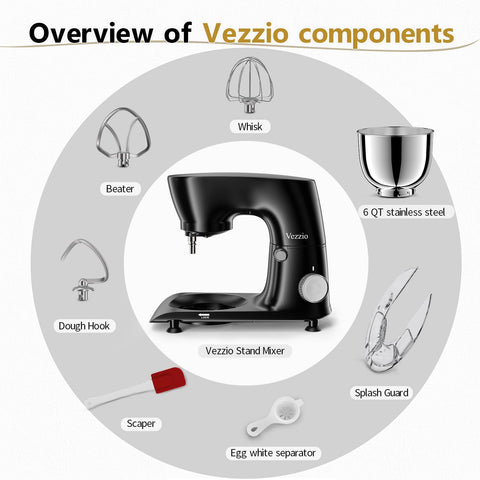Vezzio tilt-head design provides easy access to the bowl and attachments.