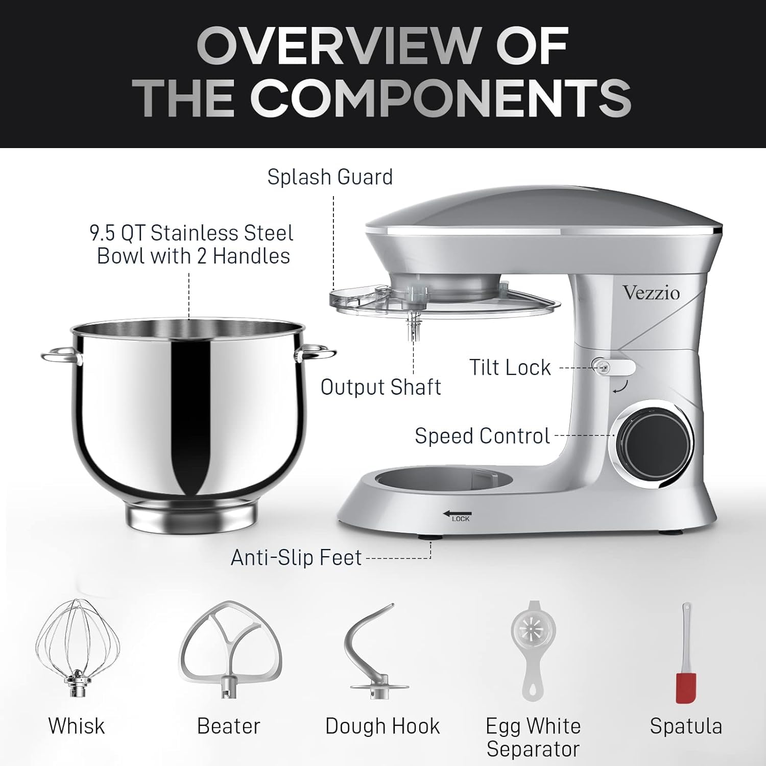 Vezzio tilt-head design enables easy bowl changes