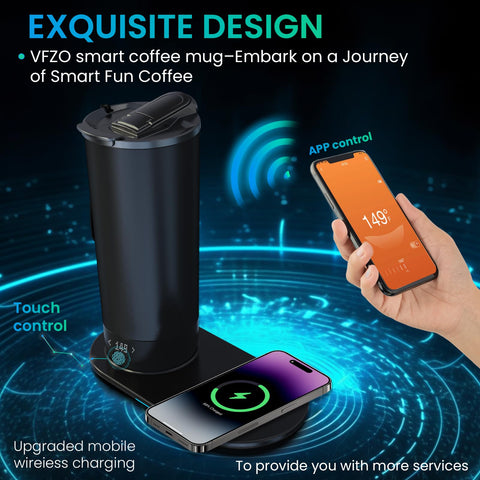VFZO self-heating mug with LED display enables precise temperature monitoring