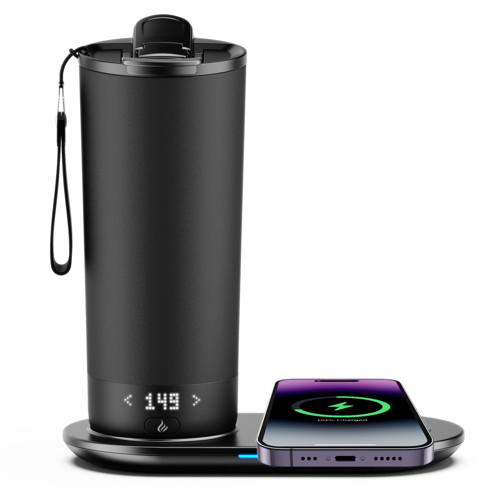 VFZO 20oz temperature-control mug in side view keeps drinks hot longer