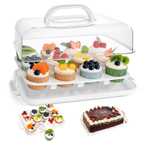 VGOODALL cake carrier with lid and handle for easy dessert transport.