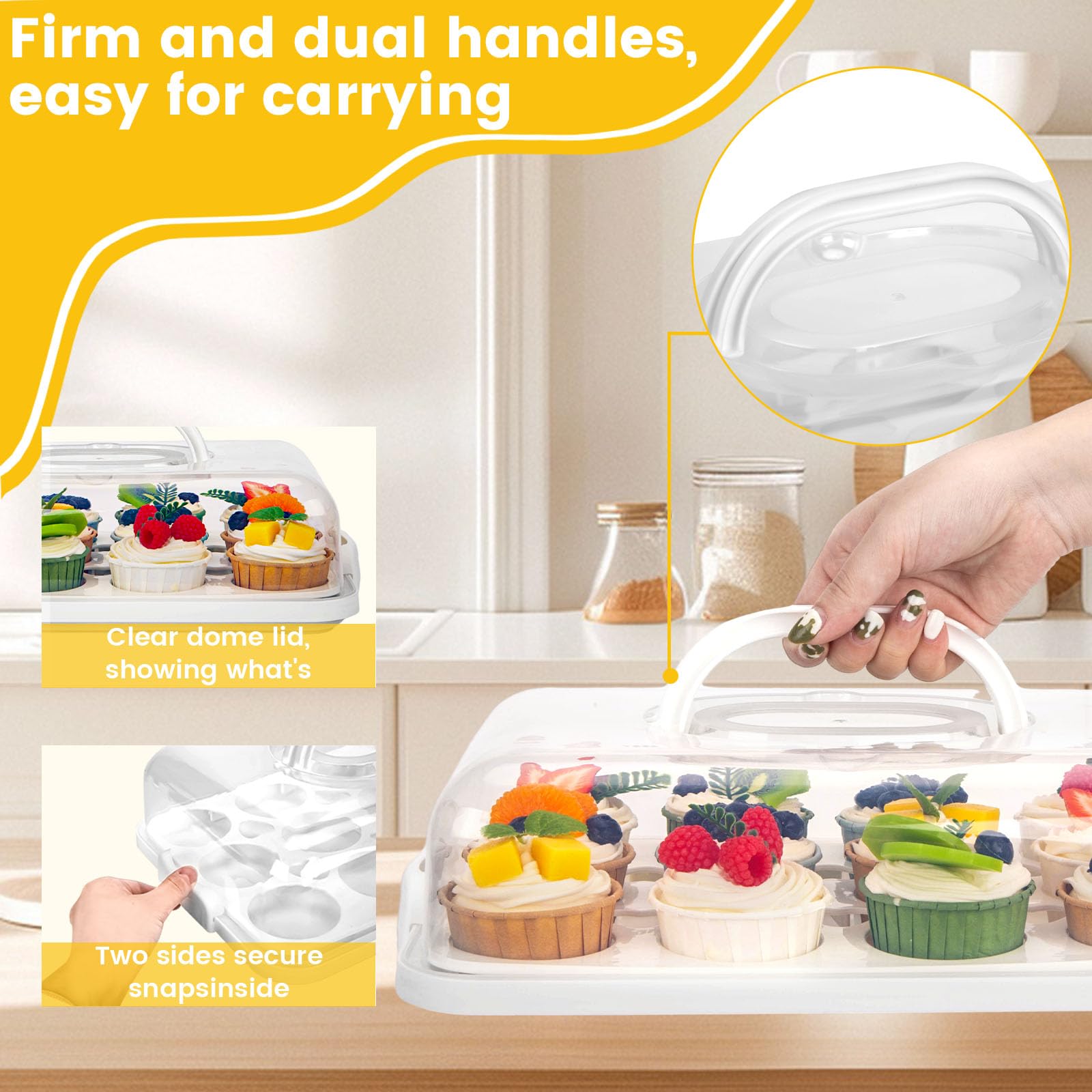VGOODALL rectangular cake holder fits a 12-inch cake with a stable lid.