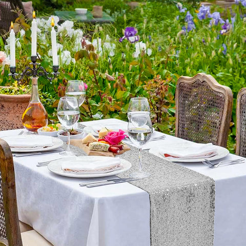 VHH table runner's tight stitching helps prevent sequins shedding.