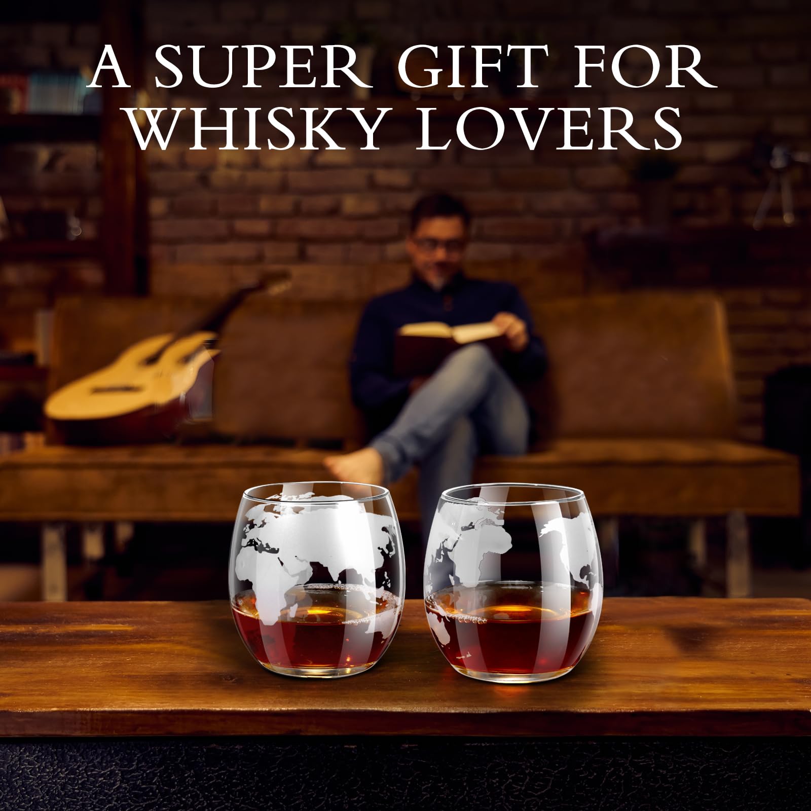 VI AI frosted globe whiskey glass highlights the drink color with elegance