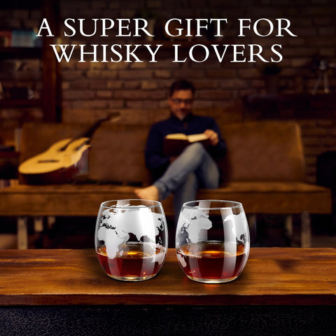 VI AI frosted globe whiskey glass highlights the drink color with elegance