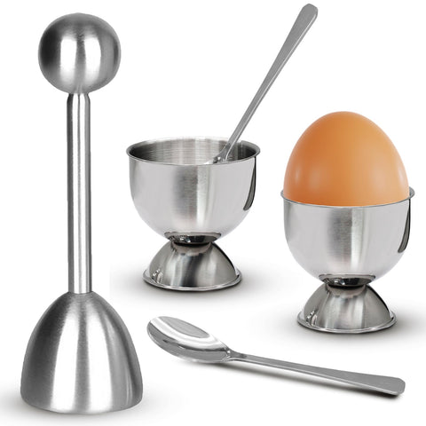Vibedor egg cups and cracker set with topper for easy soft-boiled eggs.