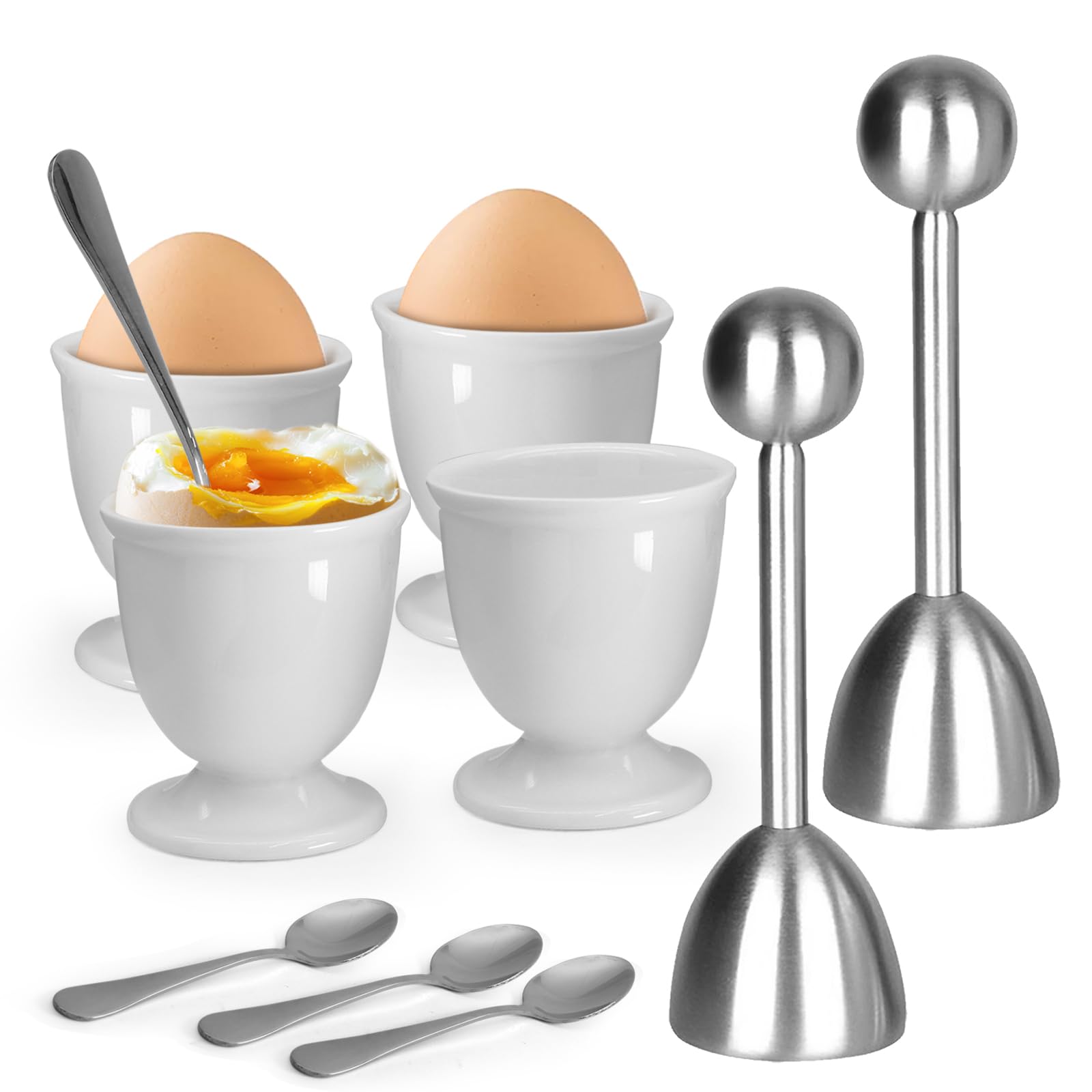 Vibedor egg topper in stainless steel for clean shell removal