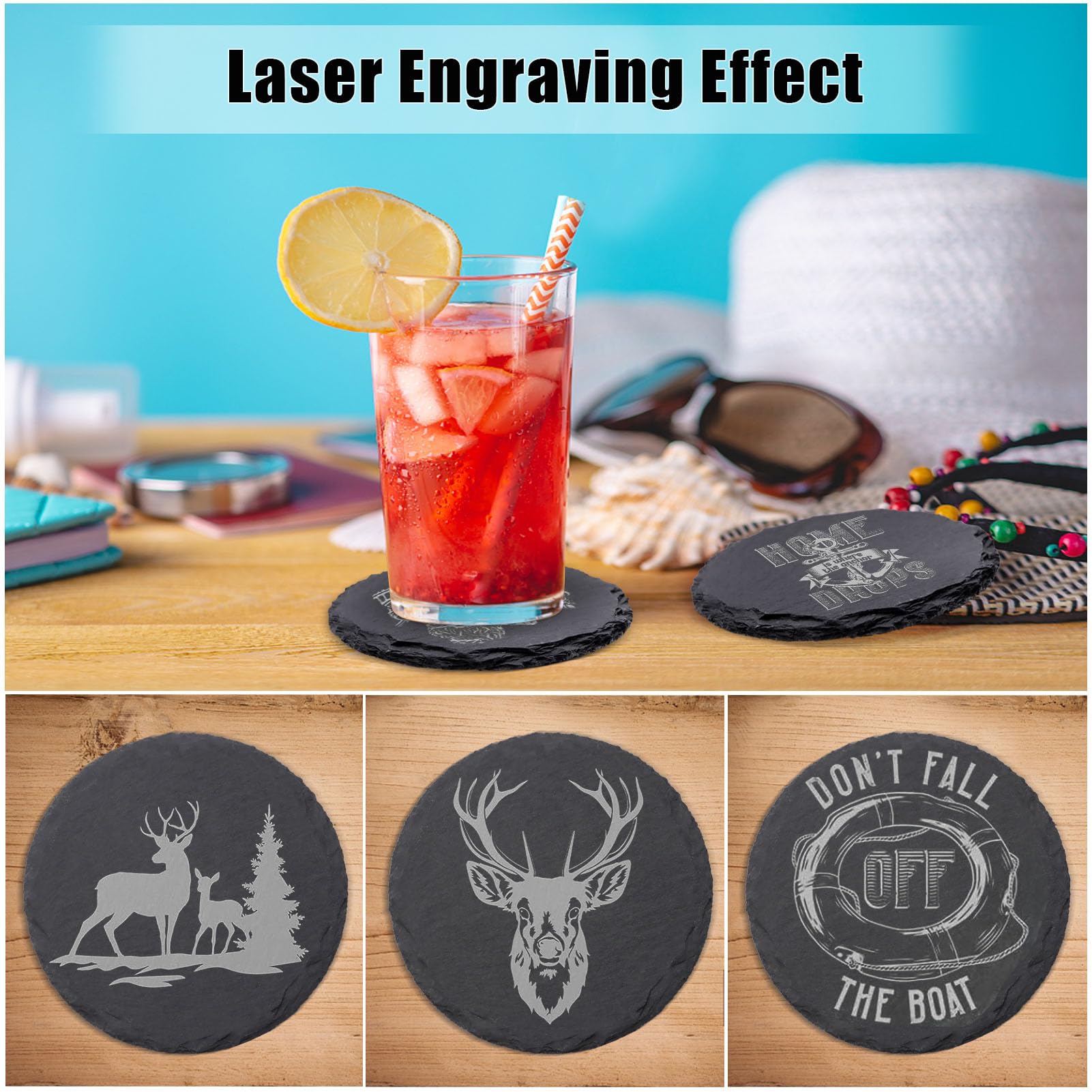 VIBRATITE slate coasters are easy to clean with water and a quick wipe.