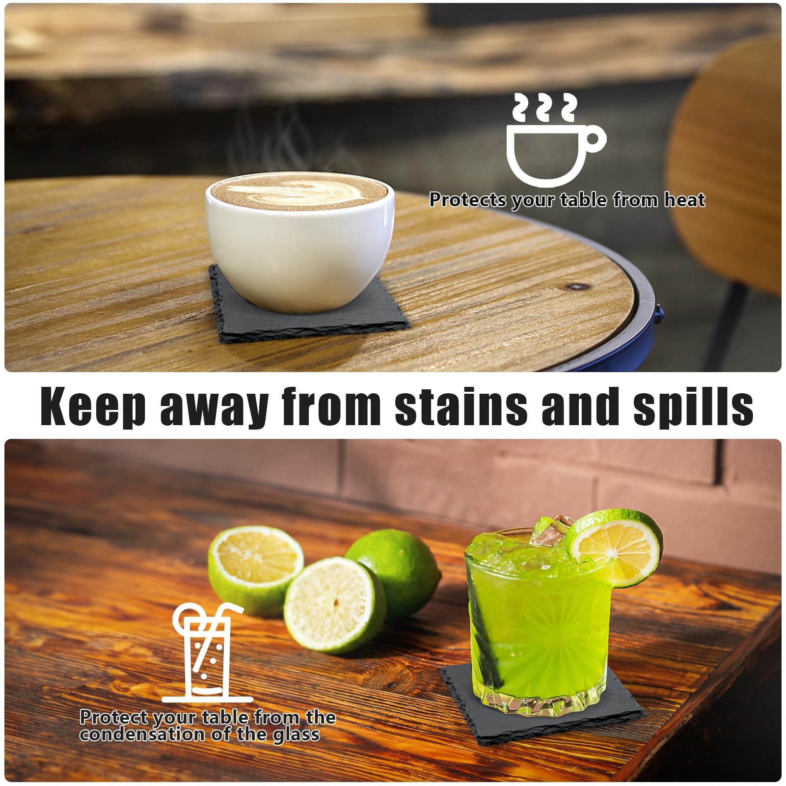 VIBRATITE slate coasters bulk pack shot ideal for entertaining and table styling
