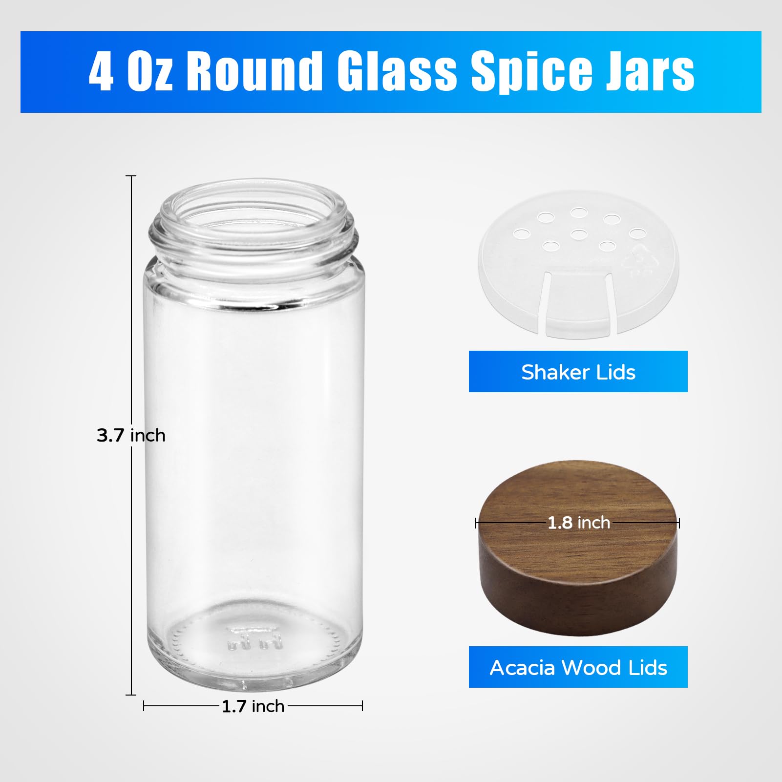 VIBRATITE jars with 2-in-1 shaker lids for powder and herbs.