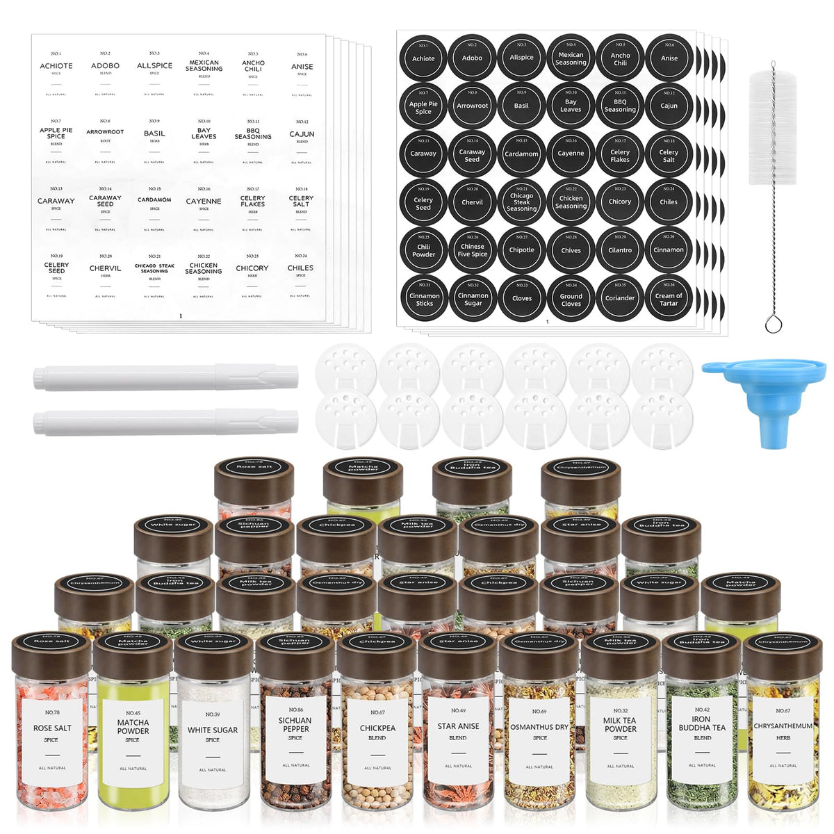 VIBRATITE spice jars with acacia lids provide a tight seal to keep flavors fresh.