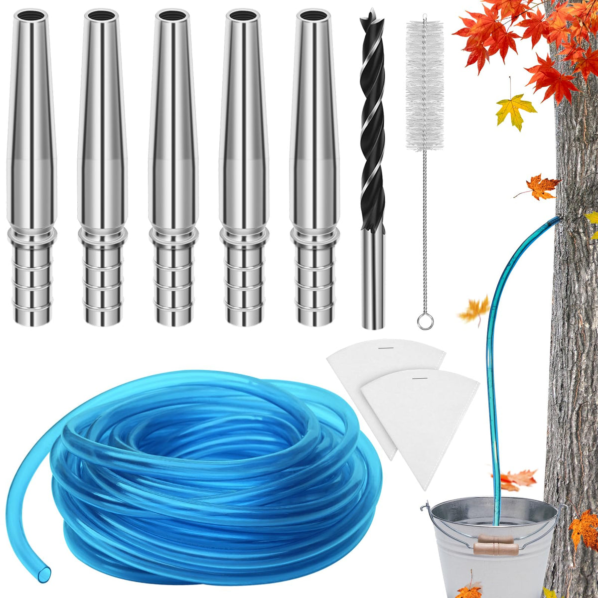 VICAMB maple taps close-up, durable stainless steel for lasting maple sap collection.