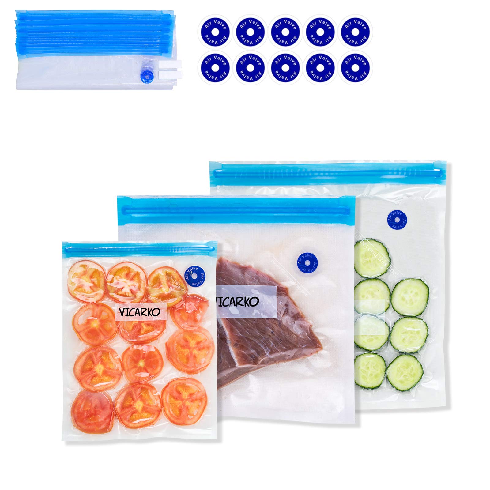 VICARKO 30-piece vacuum bags combo pack with airtight seal for fresh meals