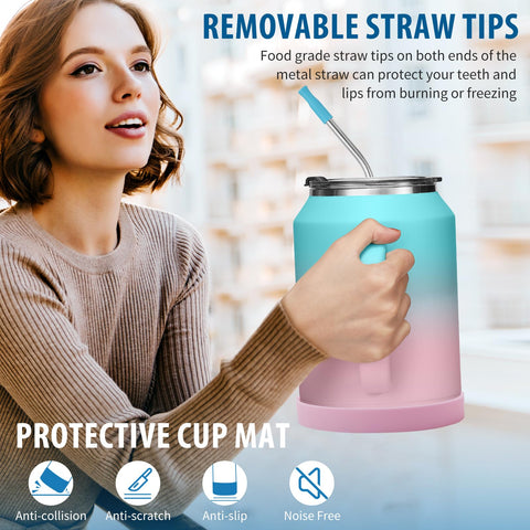 VICKNIY protective cup mat cushions the tumbler on surfaces.