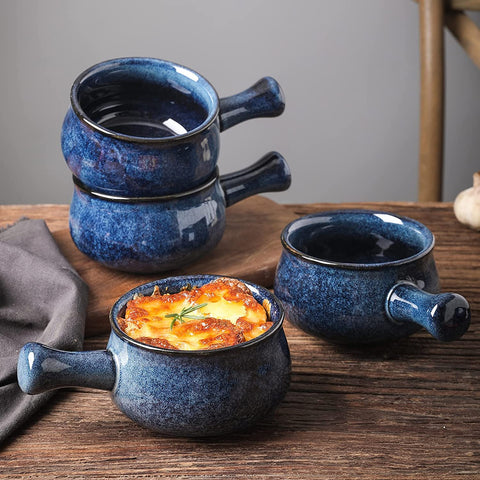 Vicrays blue dishwasher-safe and microwave-safe bowls ready for quick cleanup