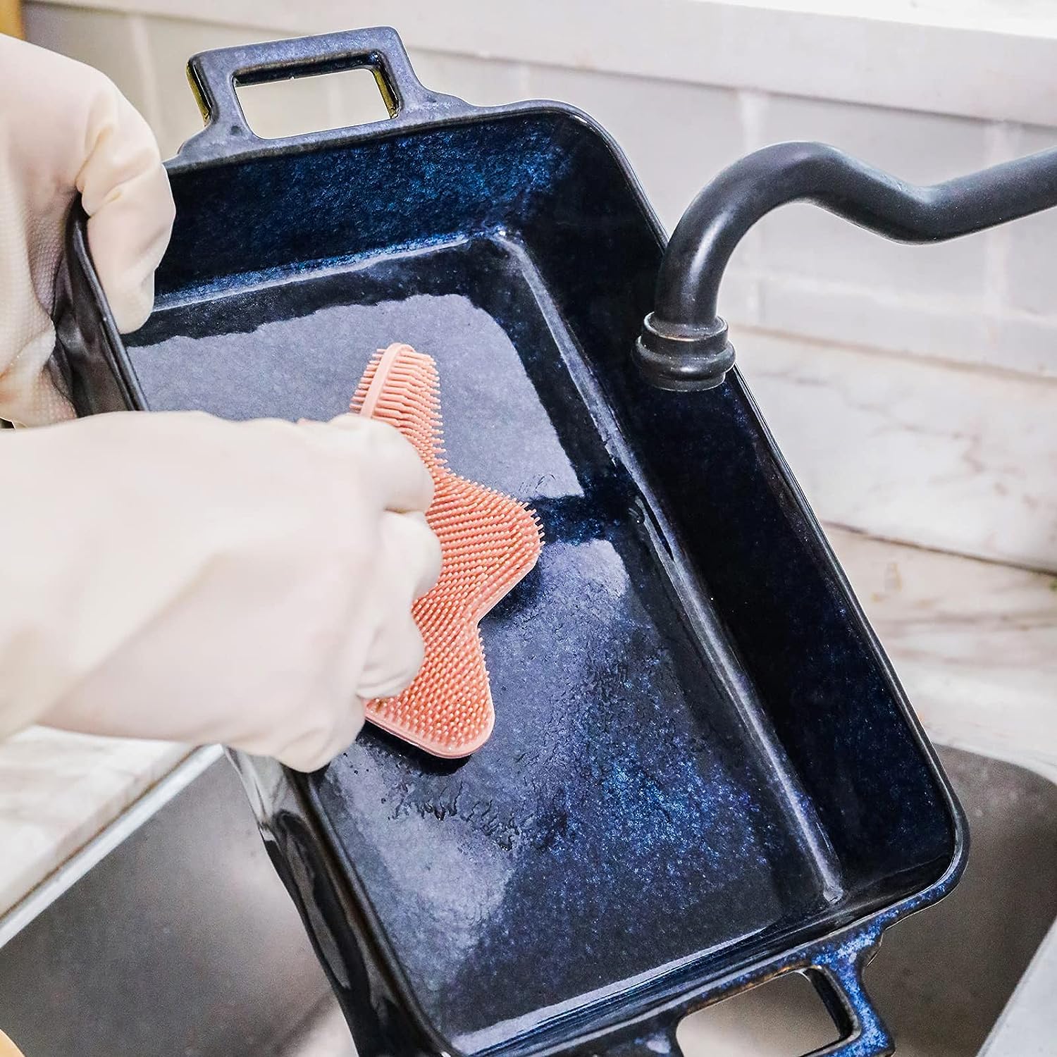 Vicrays blue ceramic pans on table for serving and entertaining