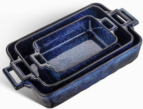 Vicrays ceramic bakeware large blue rectangular lasagna pan for family meals