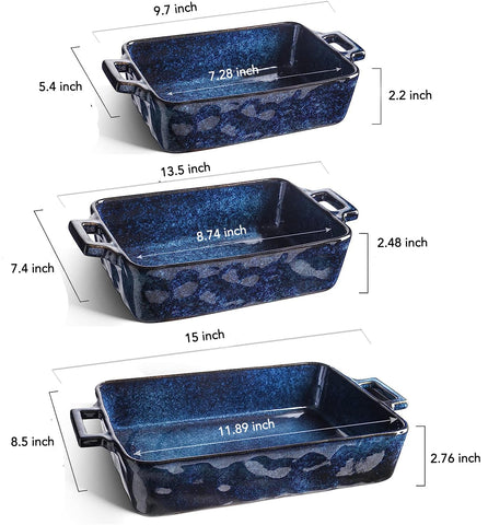 Vicrays ceramic bakeware medium blue rectangular pan ideal for casseroles