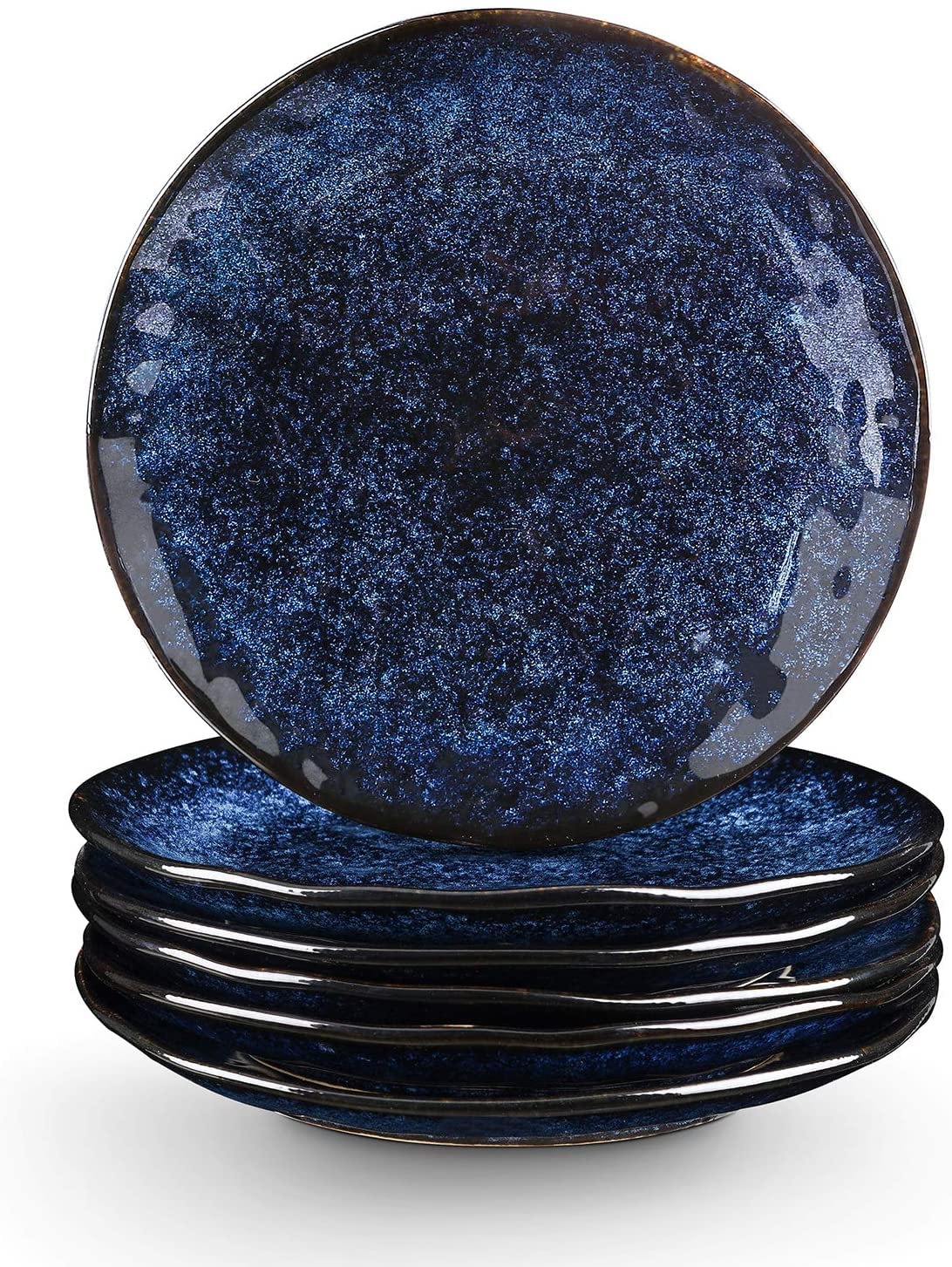 Vicrays ceramic dessert plate blue 8in top view, ideal for desserts and snacks