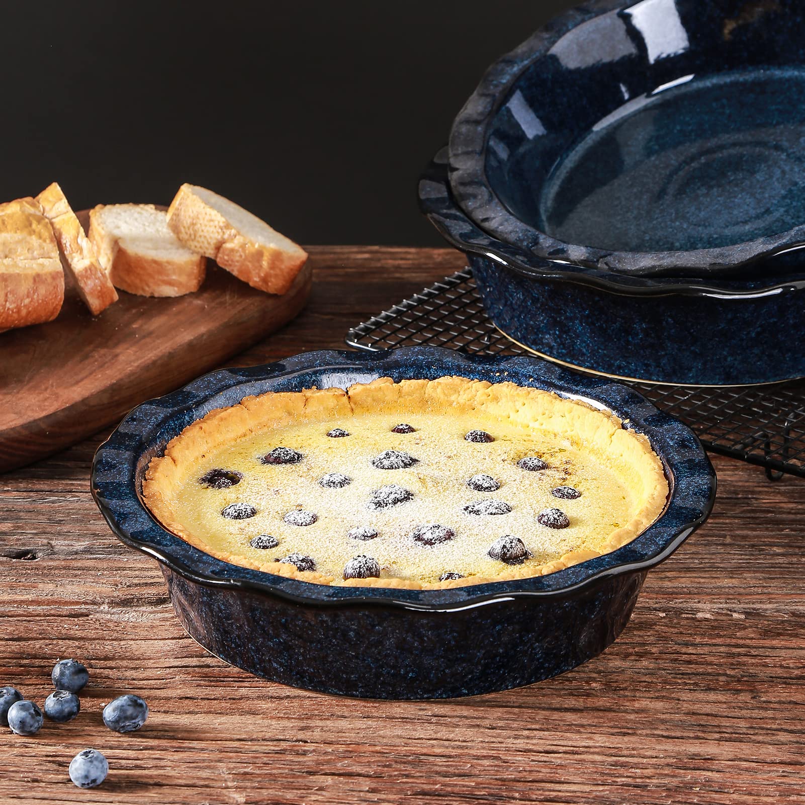 Vicrays porcelain pie pan is dishwasher safe and chip resistant for daily use.