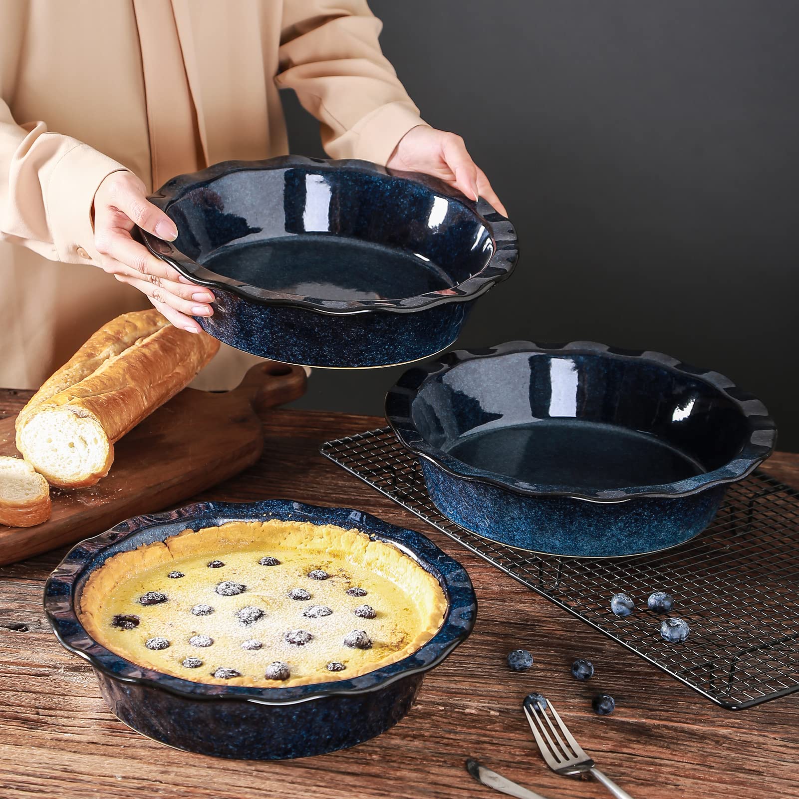 Vicrays nonstick glaze enables easy cleanup after pies and quiches.