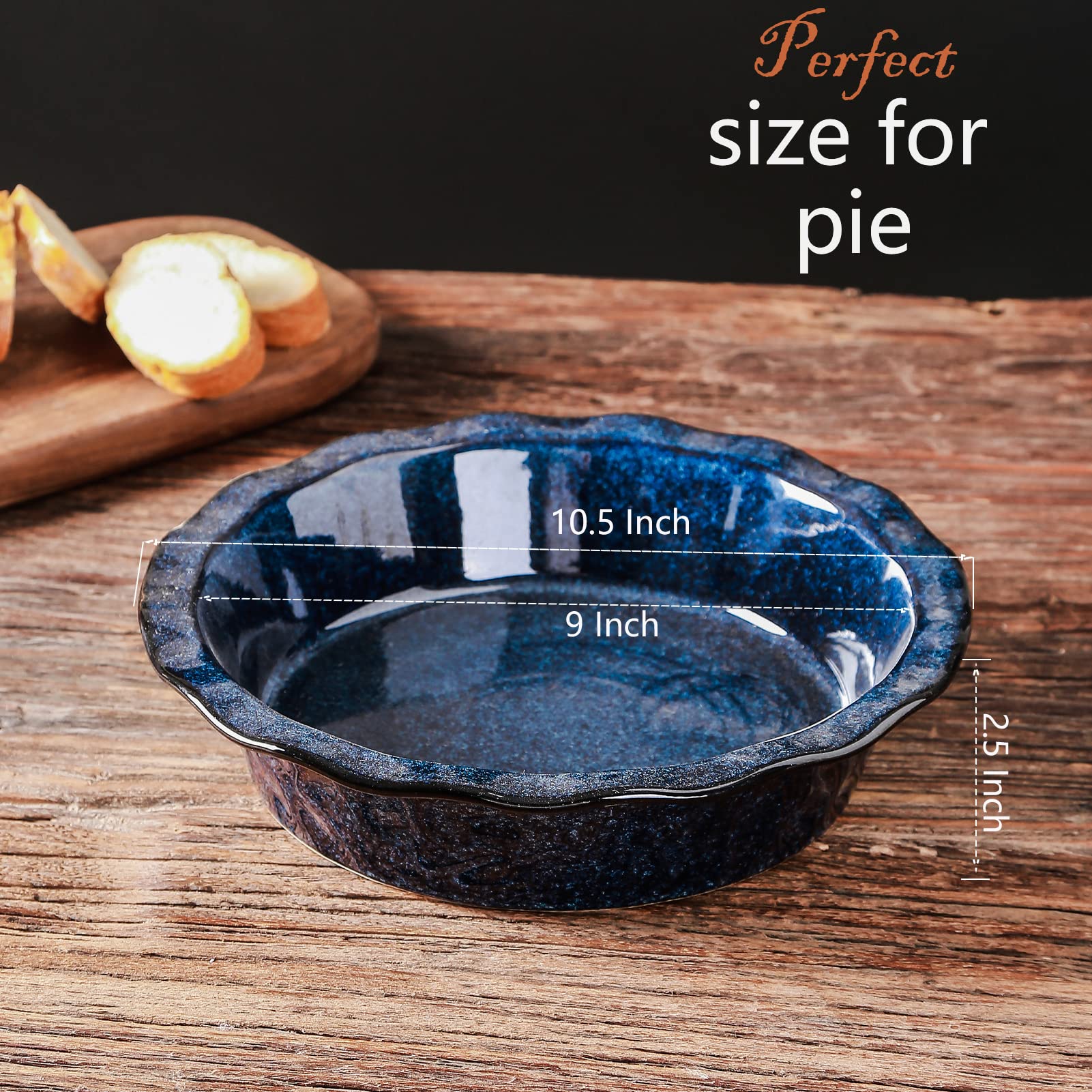 Vicrays ceramic pie pan is microwave and oven safe for versatile cooking.