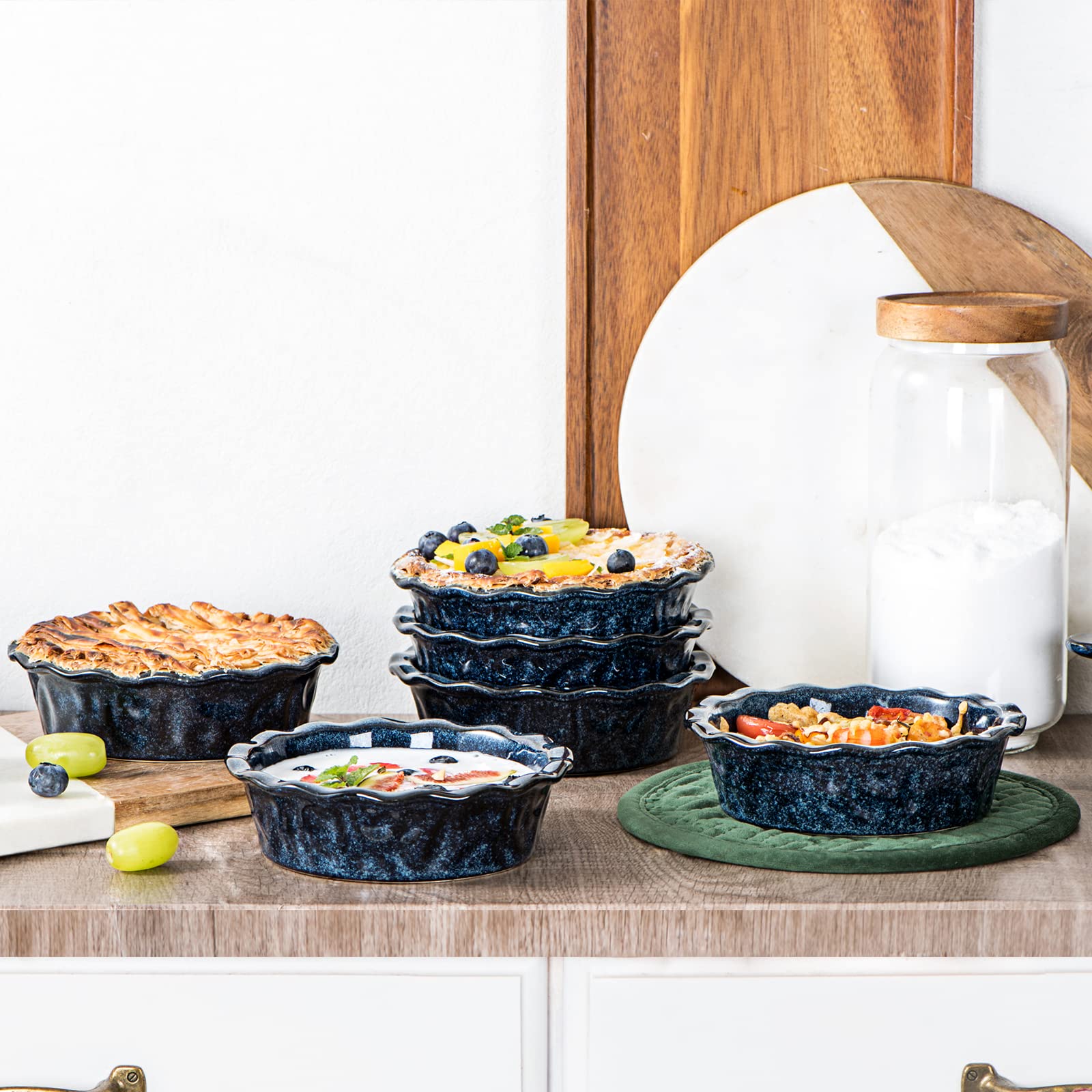 vicrays stackable blue pie plates save cabinet space