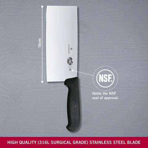 Victorinox Chinese Classic knife fibrox-handle provides secure grip in wet kitchen.