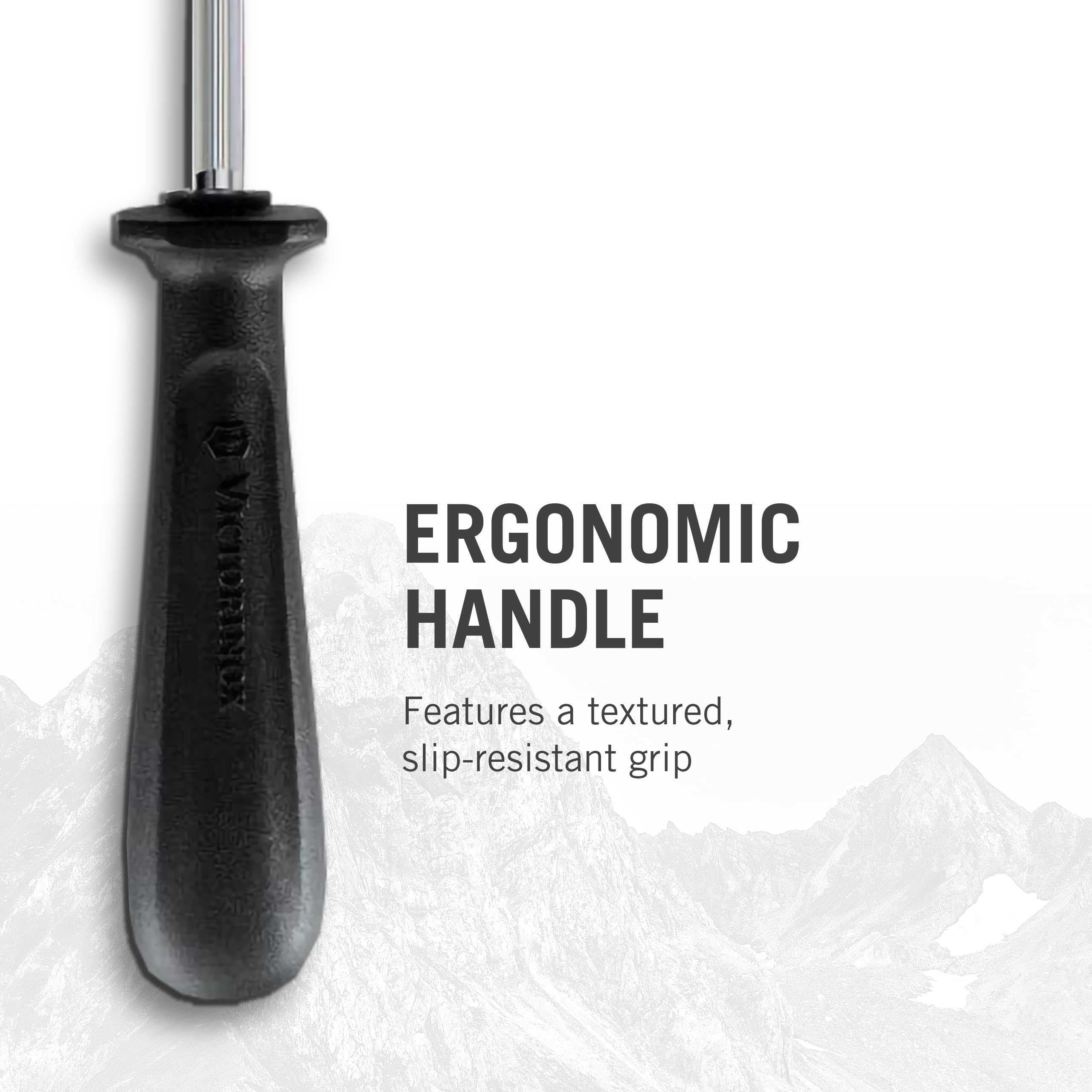 Victorinox honing steel shows brushed chrome-plated steel for durability and stain resistance.