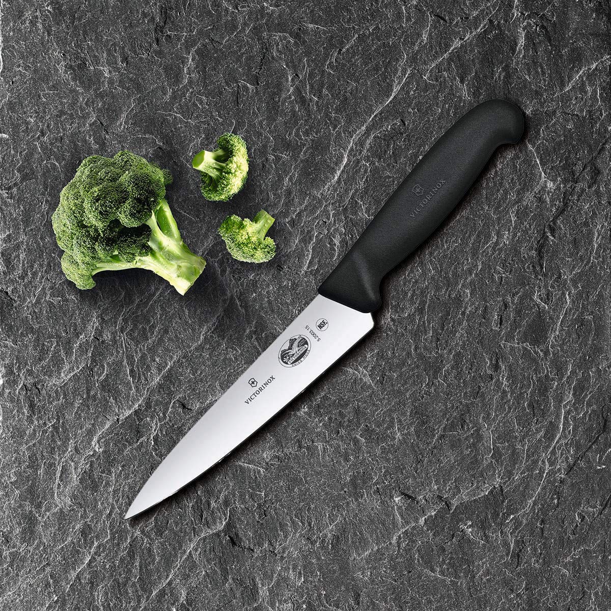 Victorinox Fibrox 6-inch knife balanced design for controlled cuts.