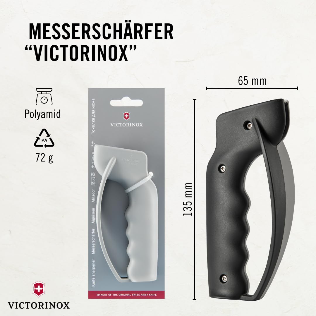 Victorinox handheld sharpener with non-slip grip stays secure even when hands are wet