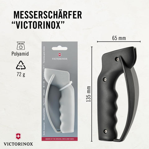 Victorinox handheld sharpener with non-slip grip stays secure even when hands are wet