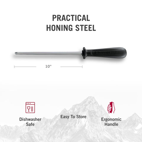 Victorinox honing steel with weighted design provides easy handling.