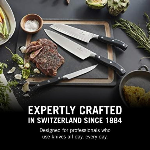 Victorinox in-use kitchen scene showing edge maintenance between cuts.